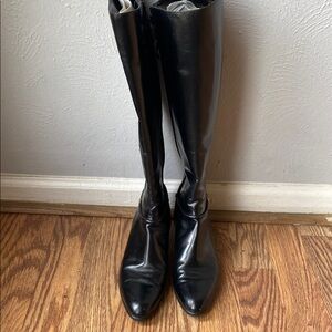 Salvatore Ferragamo Black Leather Knee-High Women's Boots